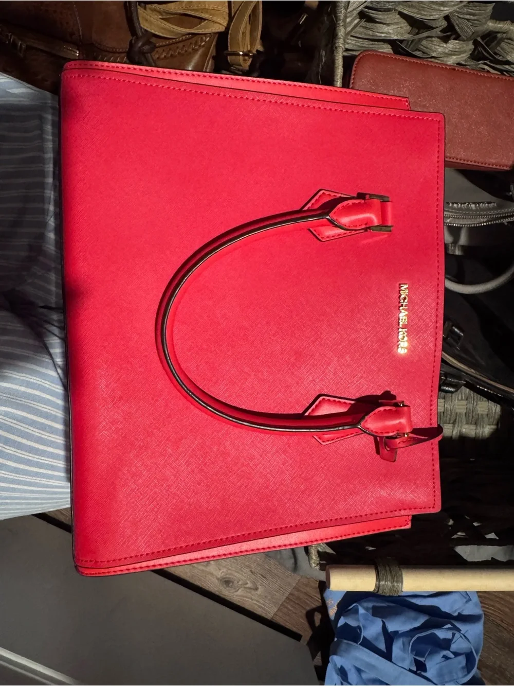 Michael Kors Bright Red Saffiano Leather Tote Bag
